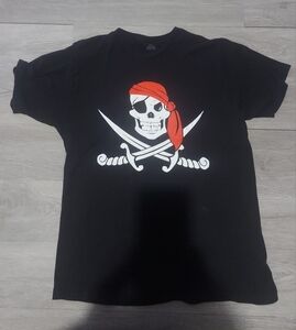 Boy’s T-Shirt Black Size L Pirate Skull Swords Crew Neck Short Sleeve Casual Tee